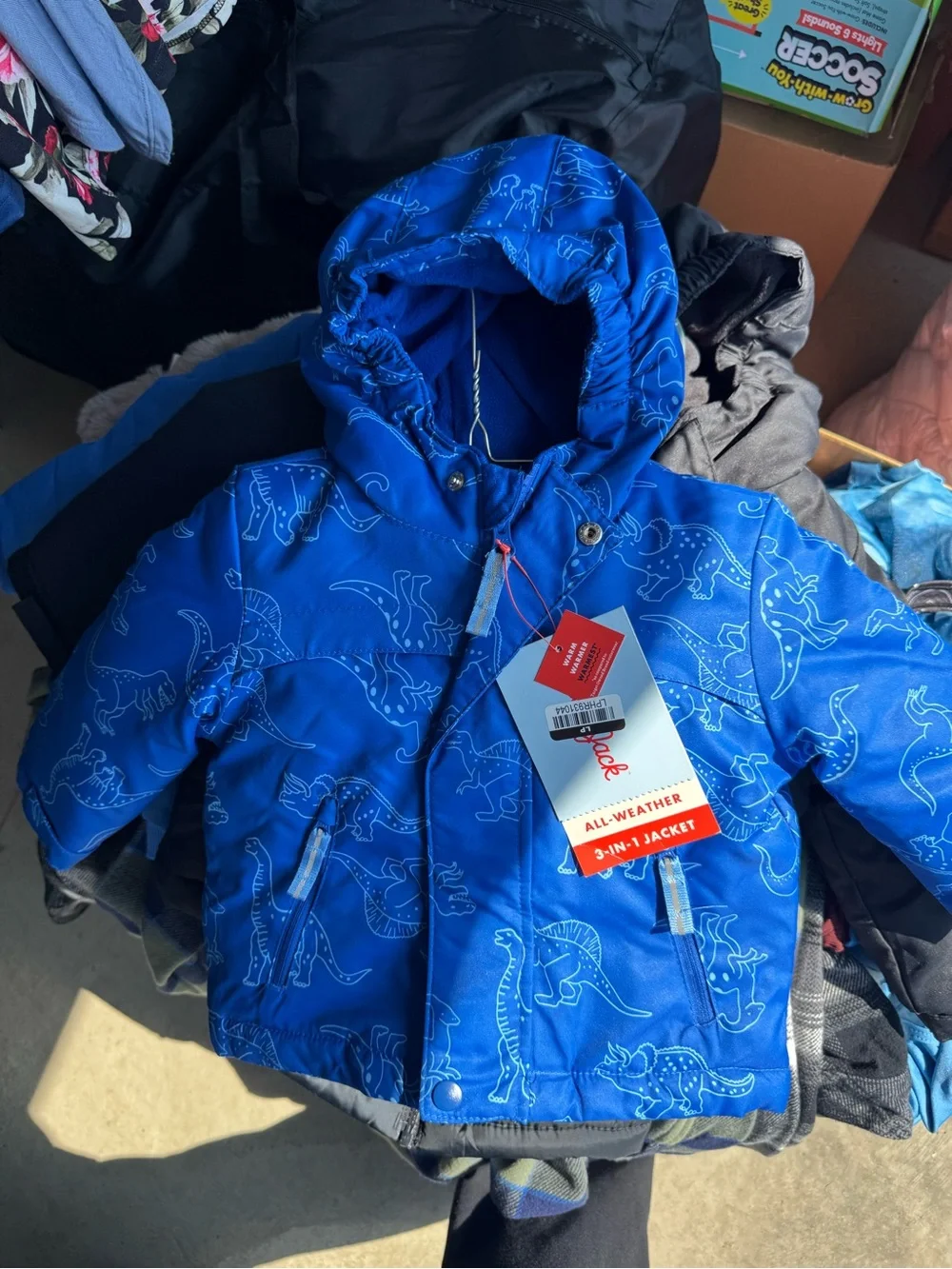 Cat & Jack Blue Dinosaur Print Puffer Jacket - Kids